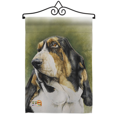 Basset hound 2 faces polyester 19 x 13 po ensemble de drapeaux