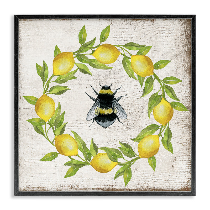 Couronne de citron et abeille, art giclée par Creatif Belle, Giclée encadrée noir minuit, H 12 po x l 12 po