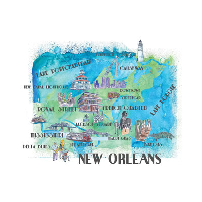 New Orleans, Louisiana Travel Poster by Markus & Martina Bleichner - Wrapped Canvas Print