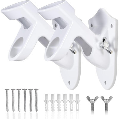 Flag Pole Holder Brackets, 1" Flag Pole Mounting Bracket With Hardwares For House Wall Mount, 1" Inner Diameter, Two Positions & Aluminium Alloy, Rust Free Coated (2 Pack)