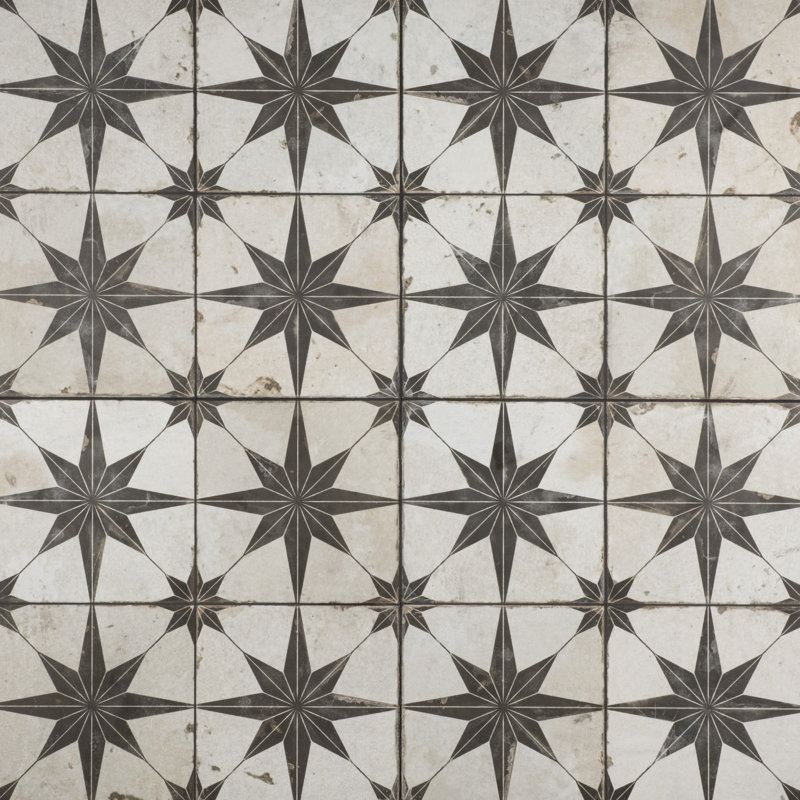 Carreau de céramique 18 po x 18 po Merola Tile Kings, Beige/noir