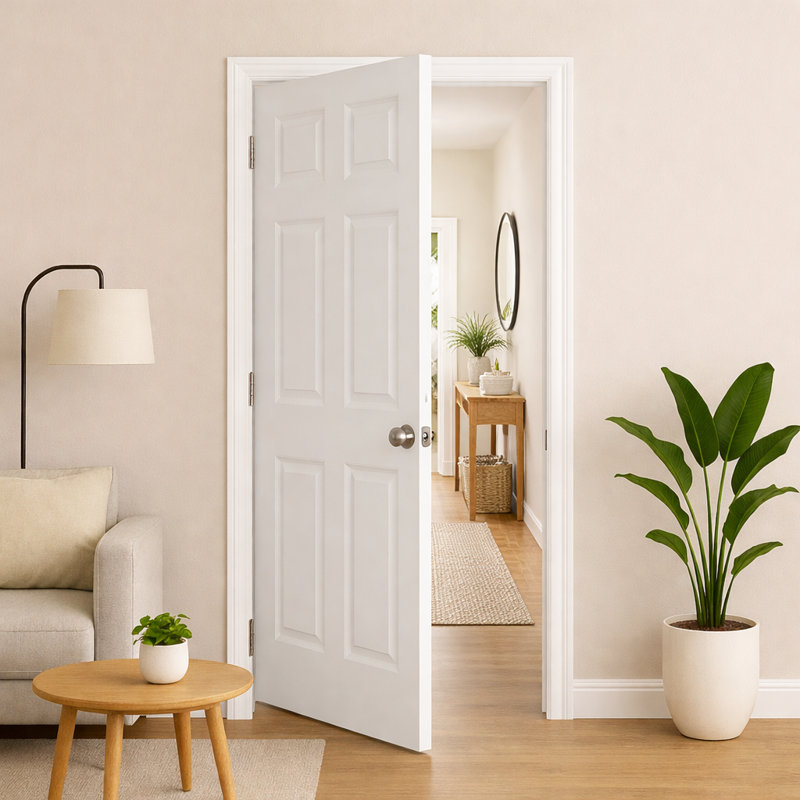 Dalle de porte intérieure à 6 panneaux apprêtés à noyau creux, 32 po x 80 po, Gauche