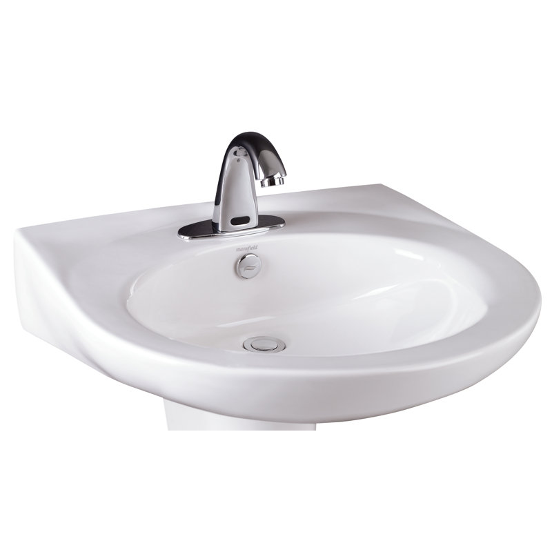 Lavabo de salle de bain avec trop-plein à pied 22" en porcelaine vitreuse Pamlico, Central de 4 po