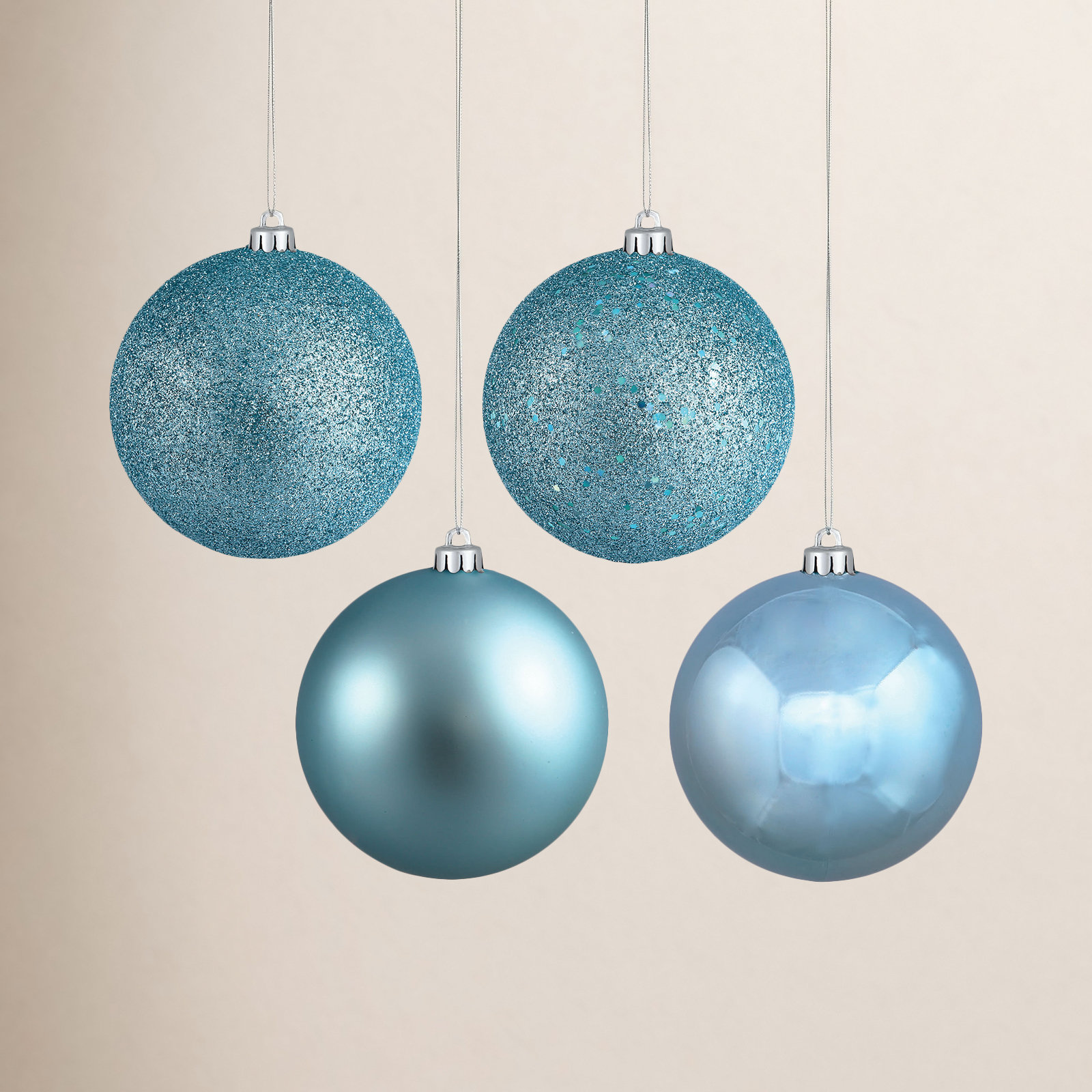 The Holiday Aisle® 6" Shatterproof Bauble, Baby Blue, 2.75"