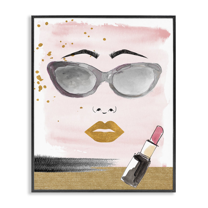 Art à giclée sur le rouge à lèvres et le visage glamour par Lanie Loreth, Giclée encadrée noir minuit, H 30 po x l 24 po