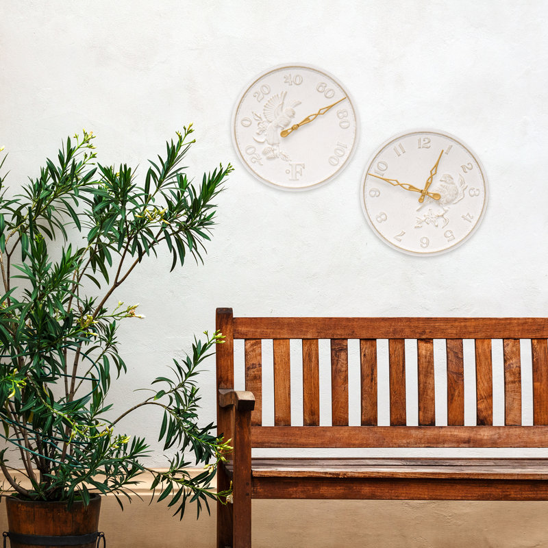 16 Songbird Clock, White/Gold