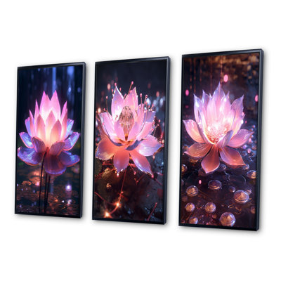 «Light Coming Through Pink Lotus», 3 pièces sur toile