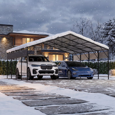 20 Ft. W X 20 Ft. D Heavy Duty Carport With Galvanized Steel Roof