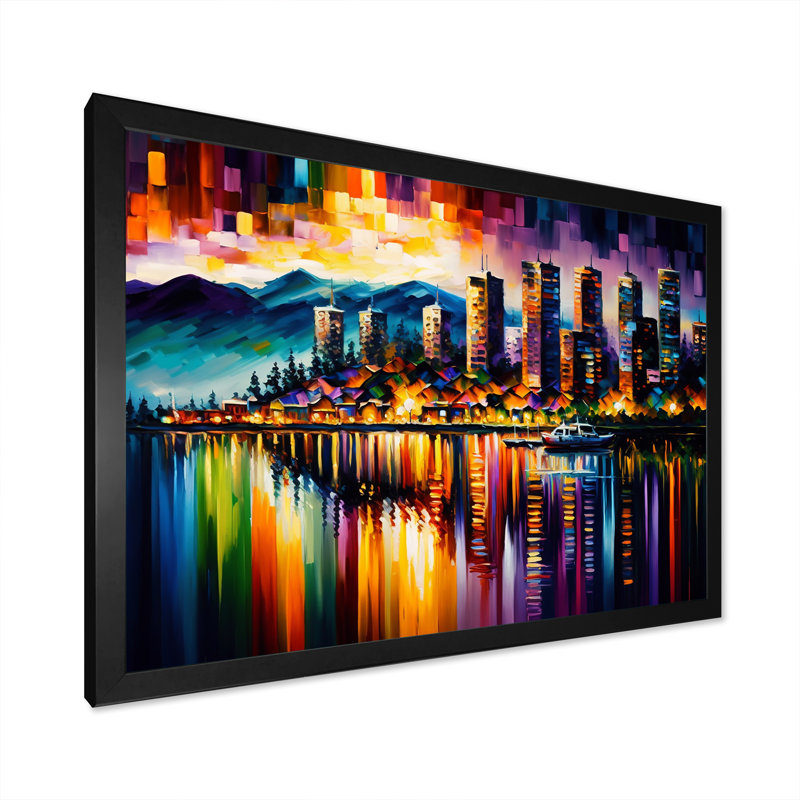 «Colorful City in Vancouver III», reproduction sur toile, H 24 po x l 32 po x P 1 po, Cadre noir