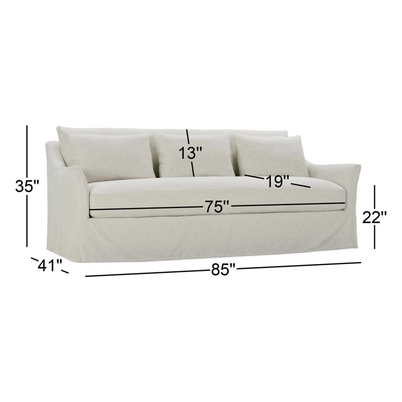 Moreau Slip Sofa, Ivory, 35"H x 85"W x 41"D