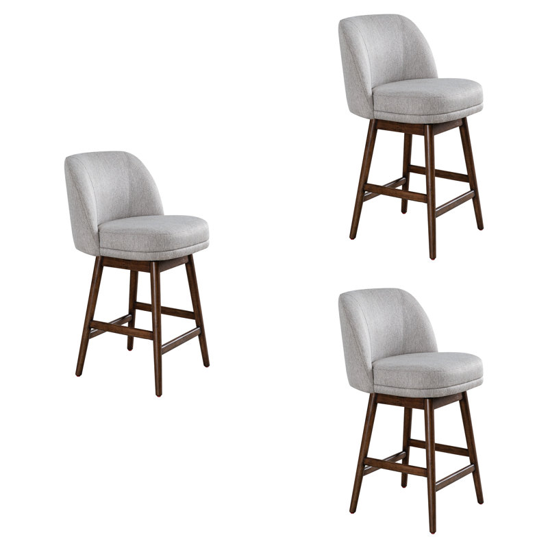 Tabouret de bar rembourré Watkin, Bois délavé, Tabouret de bar (hauteur du siège de 30,5 po), 3