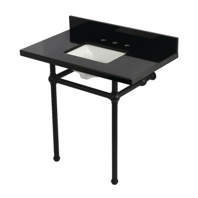 Évier de console en granite noir 36 "avec pieds Kingston Brass Templeton