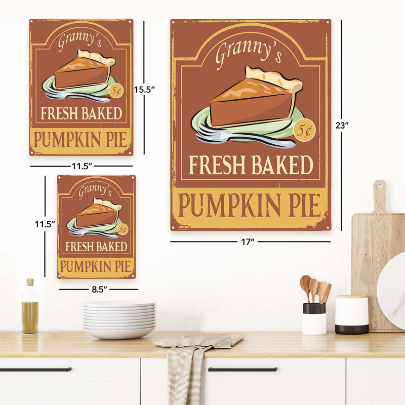 " Grannys Baked Pumpkin Pie ", 15.5" H x 11.5" W x 0.04" D