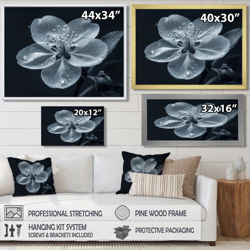 Genao - salon d'art mural en fleurs, Cadre flottant brun, H 12 po x l 20 po