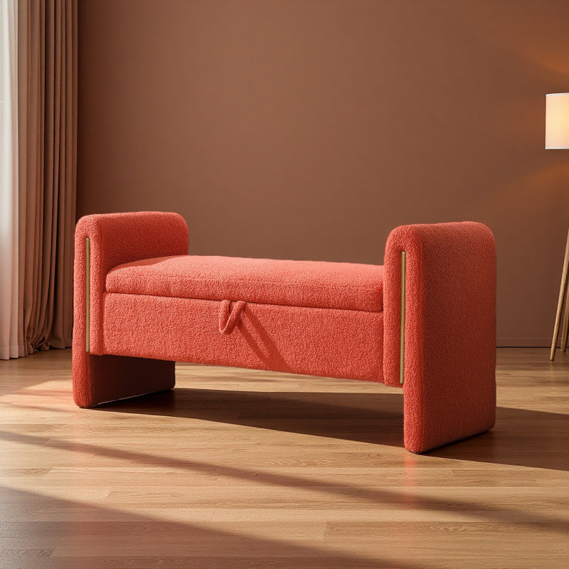 Banc moderne avec accoudoirs et rangement, grand tabouret de repose-pieds rembourré, banc de meuble-lavabo pour fenêtre confortable