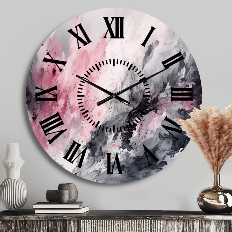 Horloge murale Evolving In Pink Grey, Médium