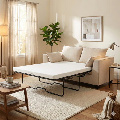Canapé-lit 65 po en chenille avec matelas en mousse viscoélastique 3 po