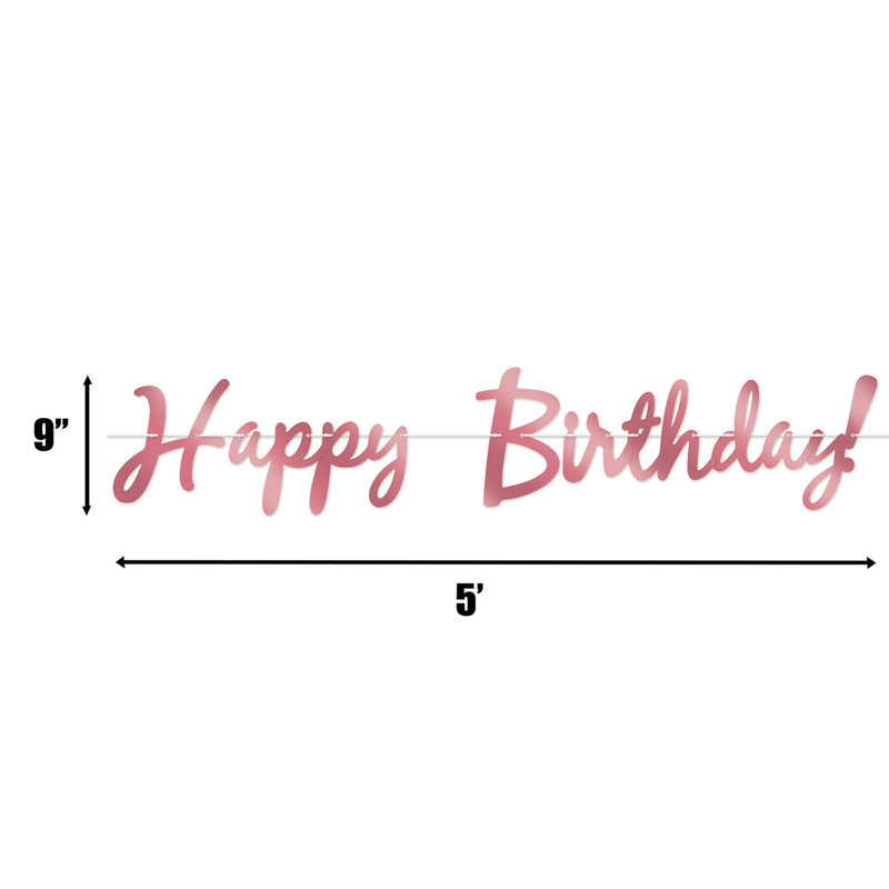 Banderole Foil Happy Birthday, Or rose