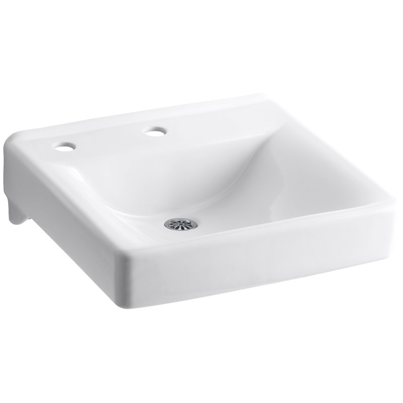 Soho Ceramic 20" Wall Mount Bathroom Sink, White, Single