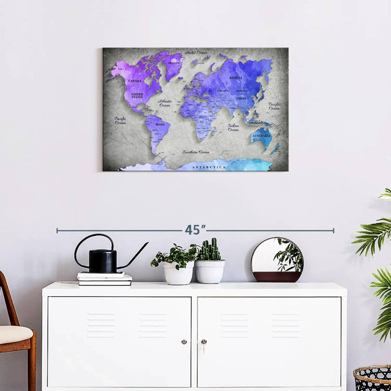 " Hued World Map " by Globetrotter Studio, 20" H x 30" W x 1.25" D