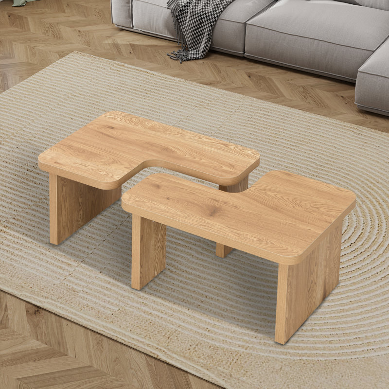 Table basse rectangulaire en bois détachable, Chêne