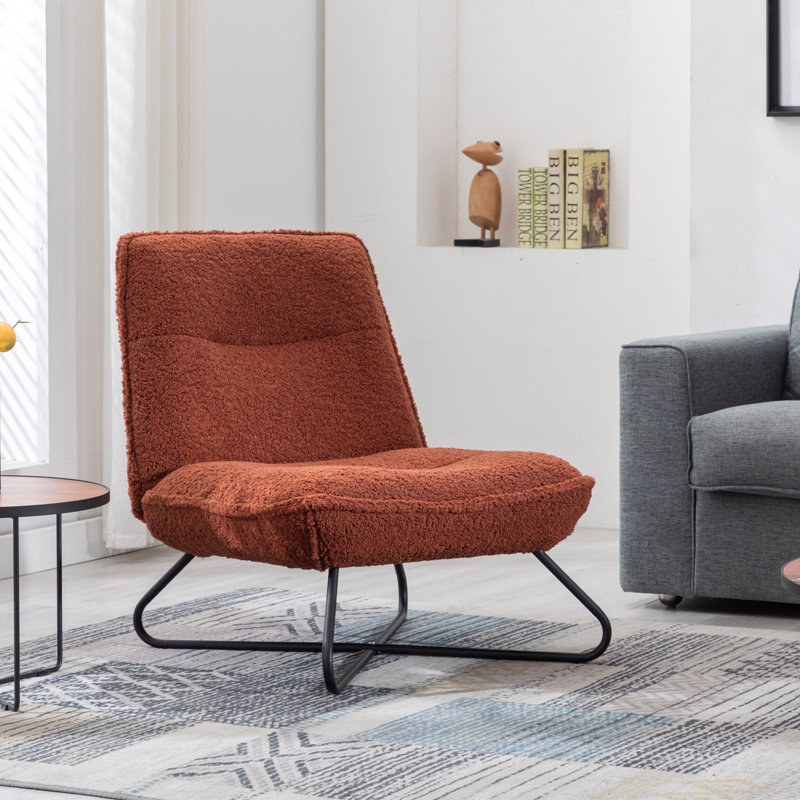Addysun Upholstered Wool Slipper Chair, Orange