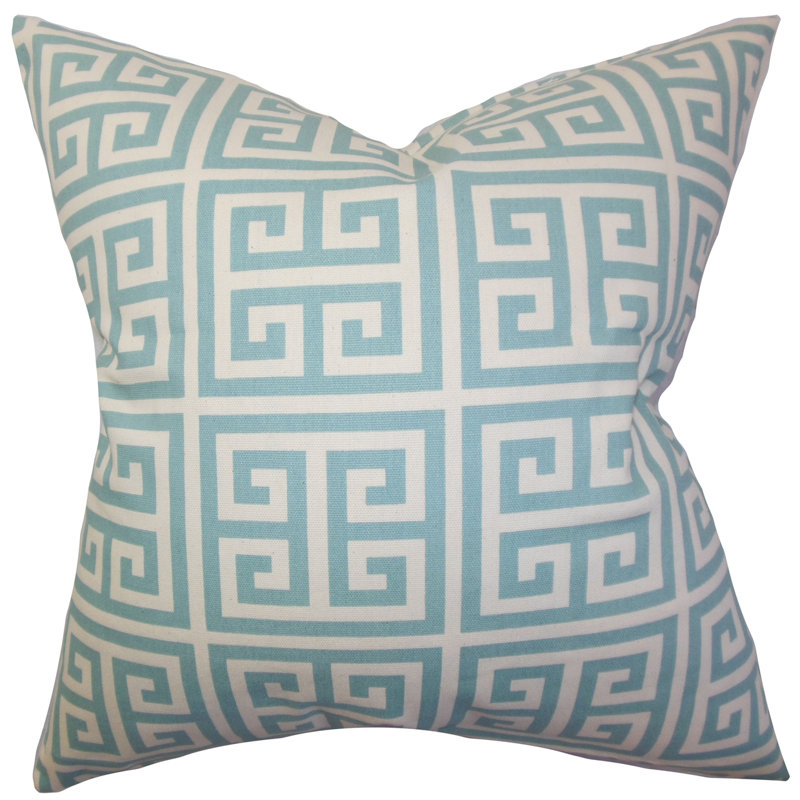 Paros Geometric Feather Reversible Throw Pillow, Black/White, 26" x 26"