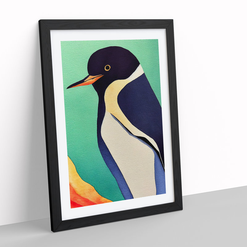 Delightful Penguin - Single Picture Frame Print, Black Framed , 50cm H x 76cm W x 2cm D