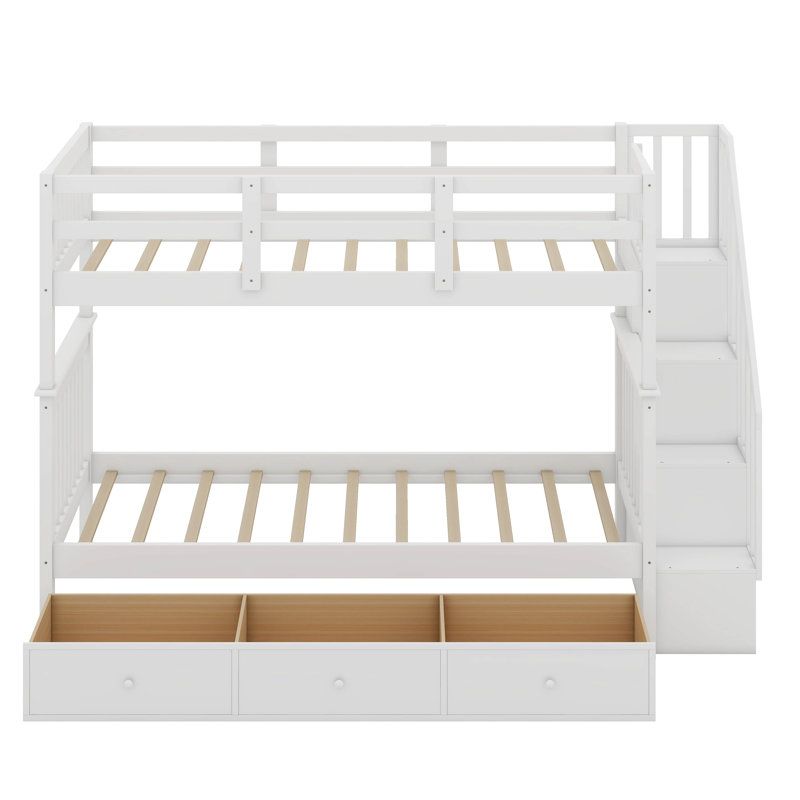 Hawah Kids Twin Over Twin Bunk Bed, White
