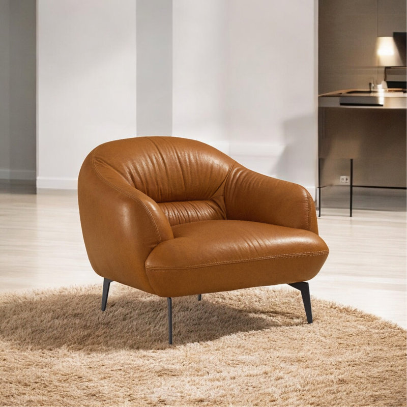 Fauteuil en cuir et cuir cognac