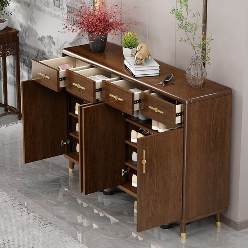 Chinese style entrance storage shoe cabinet, 39.37" H x 55.12" W x 13.39" D