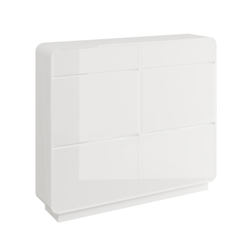 Armoire à chaussures avec 2 grands tiroirs rabattables, H 40,9 po x l 47,2 po x P 9,8 po, Blanc très luisant