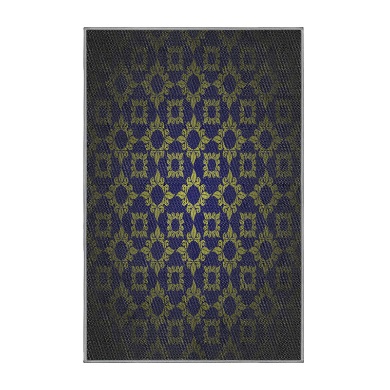 Tapis bleu/noir/jaune à tisser électrique, Rectangle 2 pi x 3 pi
