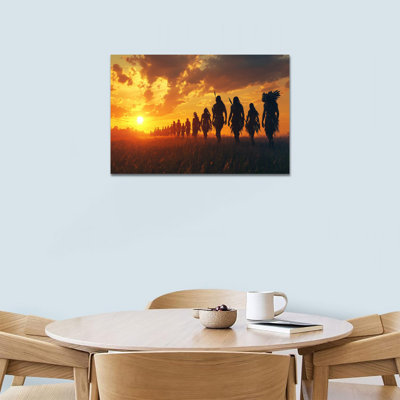 Art amérindien sur toile, tribu indienne, coucher de soleil, reproduction d'art du sud-ouest, art occidental sur toile pour le salon, la chambre à coucher