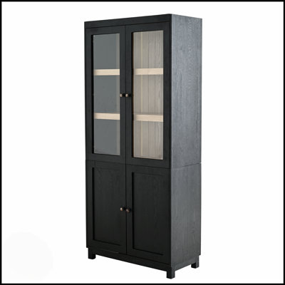Bibliothèque avec rangement en bois de frêne 74,5 po H