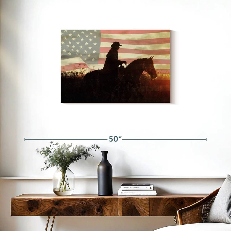Lelar Cowboy US Flag, 20" H x 30" W