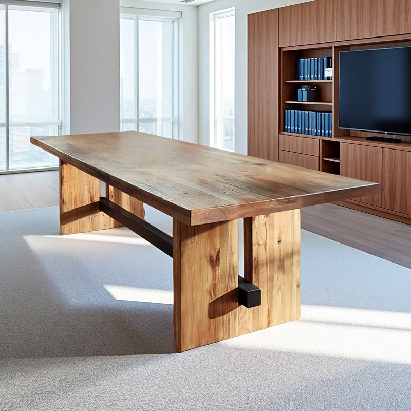 Table de conférence moderne en bois massif, H 29,53 po x L 78,74 po x l 31,5 po