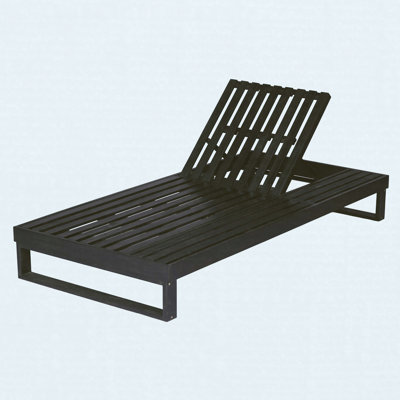 Black Acacia Wood Chaise Lounge 4-Position Adjustable Outdoor Recliner 600 Lbs Weight Capacity Weather Resistant Patio Lounge Chair For Poolside Backyard Garden Deck Lawn And Porch