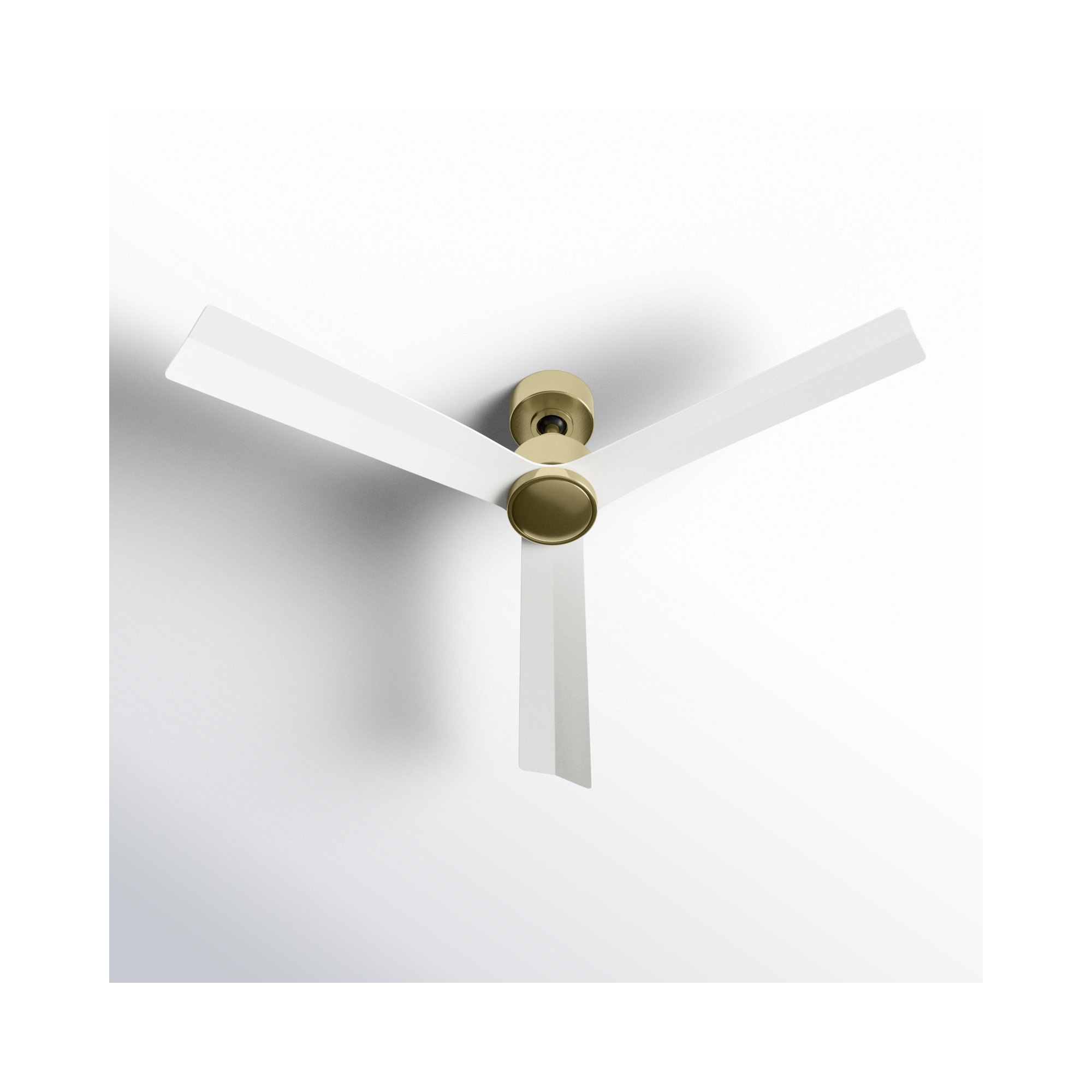 52" 3 Blade Smart Ceiling Fan with Remote Control Included, Satin Brass with Matte White Blades, Without Light Kit