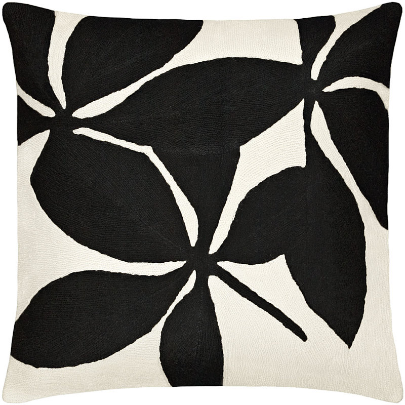 Fauna Hand-Embroidered Chain Stitch Pillow, Cream/Black