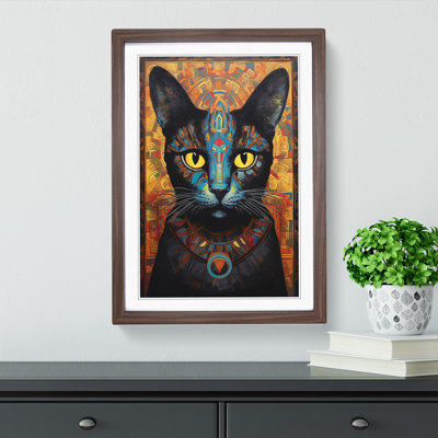 XYZ-FRM-V1223-607 Egyptian Cat Contemporary No.4 1 Piece Single Picture Frame Wall Art