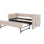 Lit de jour simple rembourré avec lit gigogne, port USB, poches latérales, dossier à motif en V moderne, aucun sommier nécessaire pour la chambre à coucher, la chambre d'amis (beige, simple)-204435715