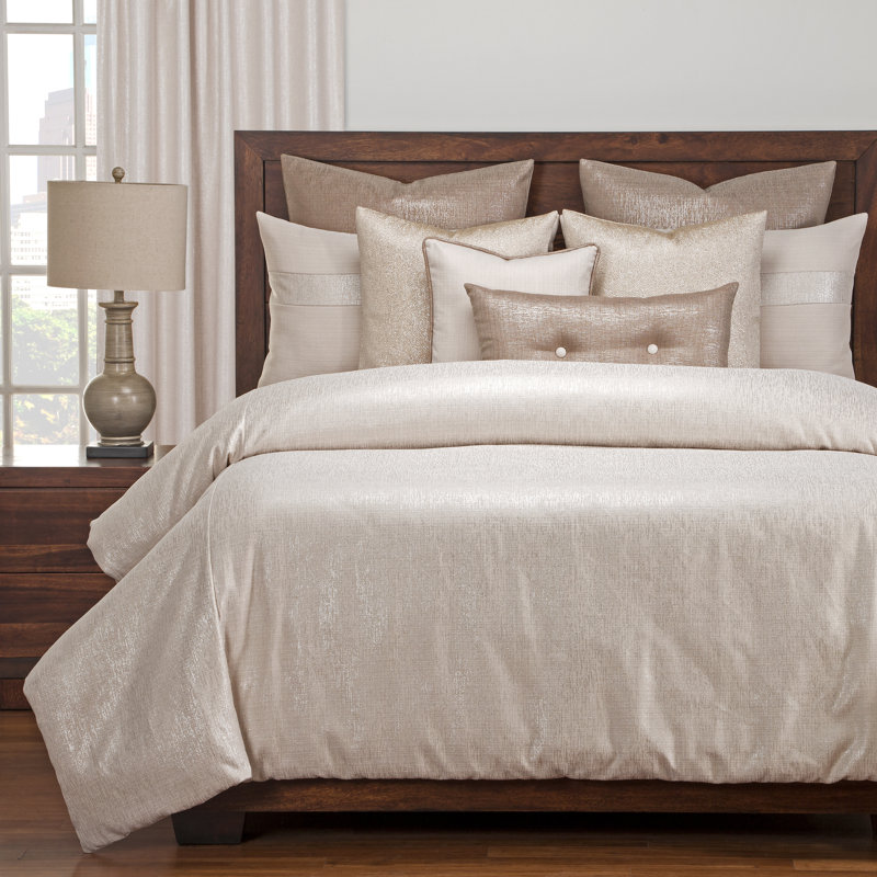 Sparkly Polyester Duvet Cover & Insert, California King, Pearl