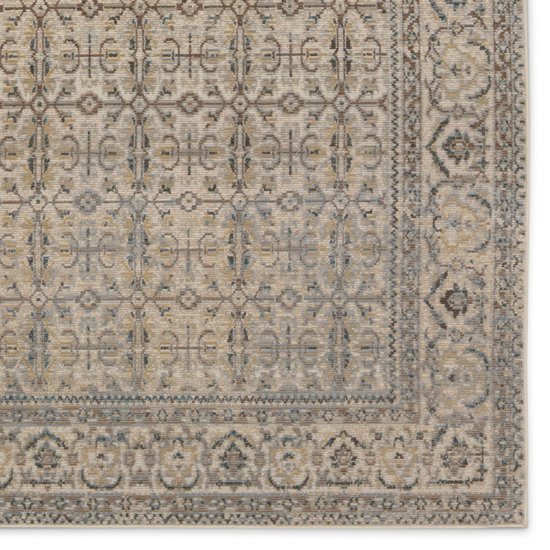 Devoris Oriental Machine Woven Polyester/Polypropylene Area Rug in Gray/Brown, Rectangle 4' x 5'7"