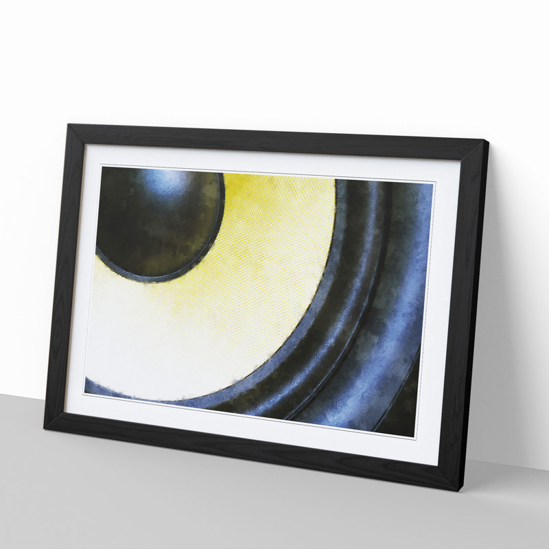 Yellow Speaker - Picture Frame Graphic Art, 48cm H x 65cm W x 2cm D, Black Framed