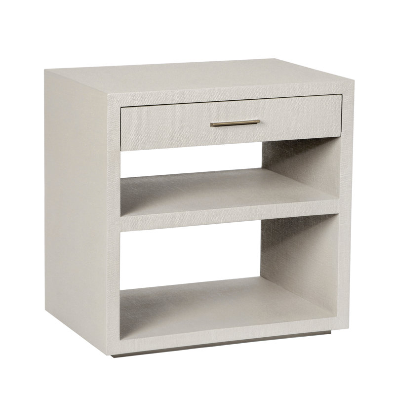 Livia 1 - Drawer Solid Wood Nightstand, Caribbean Sand/Antique Brass
