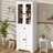 Tall Bathroom Storage Cabinet With Dual Glass Doors, Adjustable Shelving, Drawer, Soft-Close Function & Hardware For Stability-1961028724