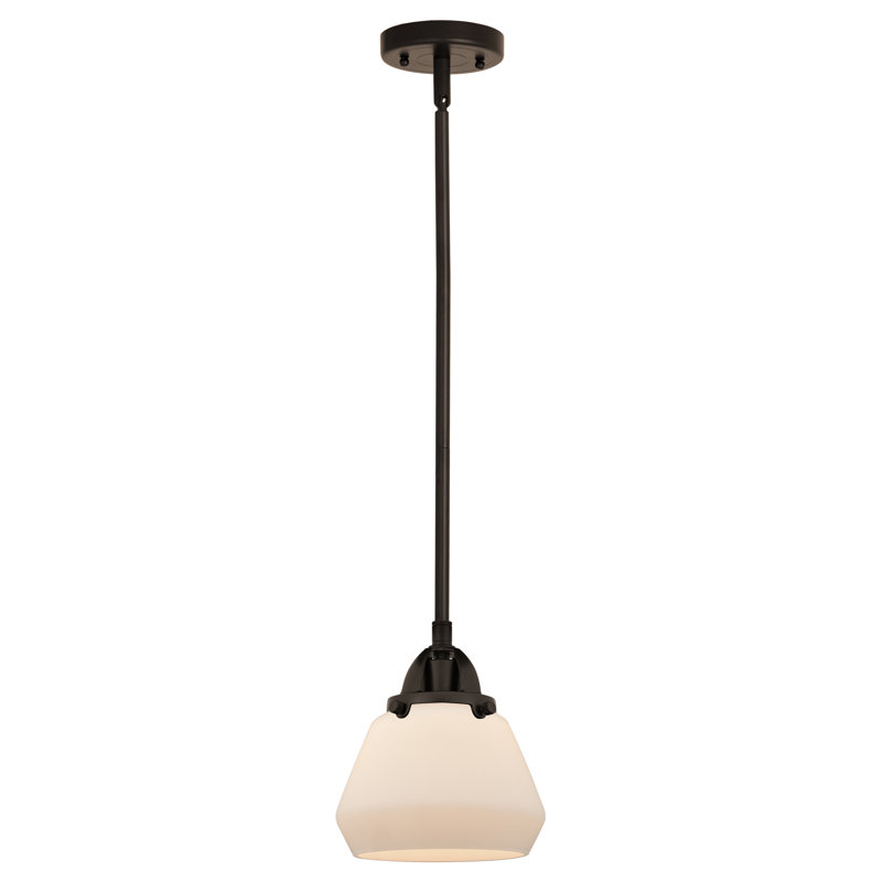 Mini-luminaire suspendu 1 lumière 7 po Nouveau 2 - Elim - 1 lumière DEL - Finition nickel - Abat-jour blanc, Blanc mat