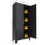 Armoire de 61 po en métal noir avec tablettes réglables et 2 portes, convenant à la chambre à coucher, au salon, au couloir - peu encombrante, au bureau facile à assembler, propre-2074548379