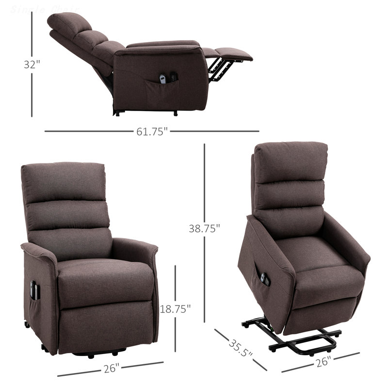 Fauteuil d'appoint moderne, fauteuil inclinable électrique, Polyester brun